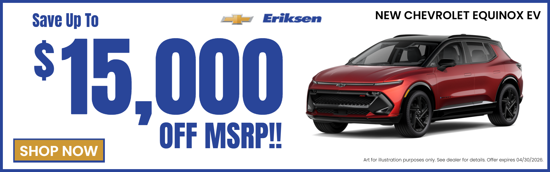 New Chevy Equinox EV at Eriksen Chevrolet in Milan, IL