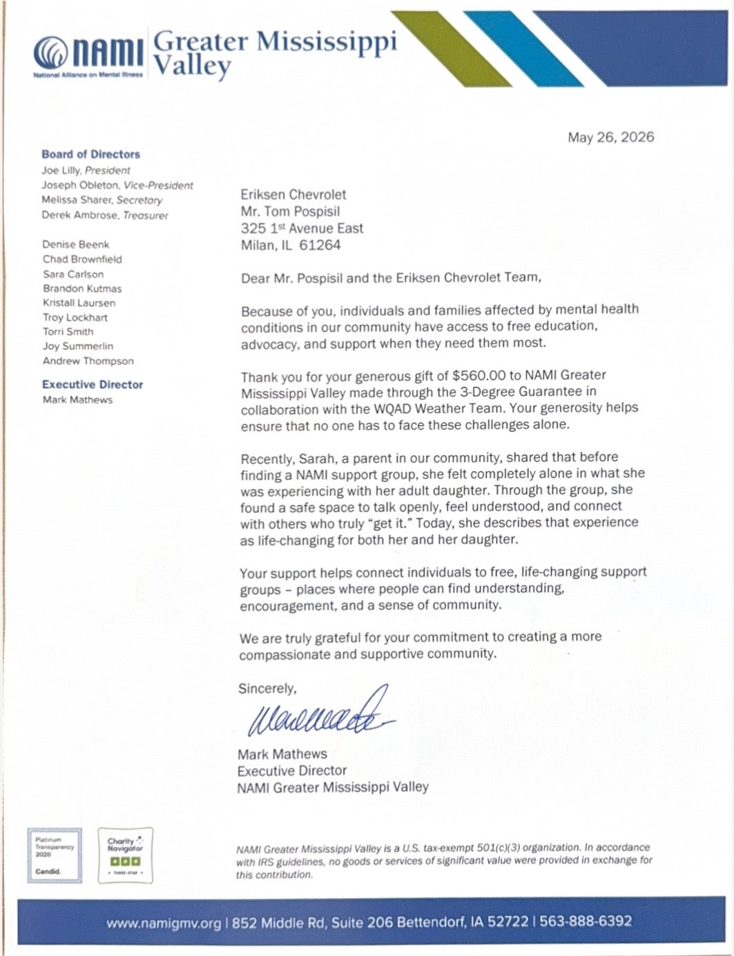 NAMI Letter